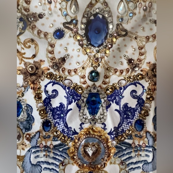 NWT $329 Camilla Blue Gold One Piece Swimsuit Size XS scoop Neck Soulsear - Picture 6 of 13